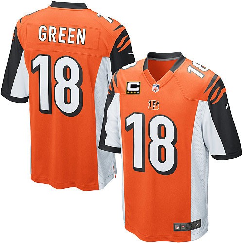 Youth Elite A.J. Green C Patch Nike Jersey Orange Alternate - #18 NFL Cincinnati Bengals